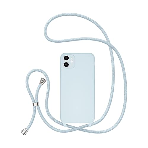 UEEBAI Crossbody Lanyard Phone case for iPhone 11 6.1 inch, Silicone Phone Cover with Adjustable Necklace Strap Soft Belt Neck Cord Lanyard Shockproof Protective Case - Baby Blue