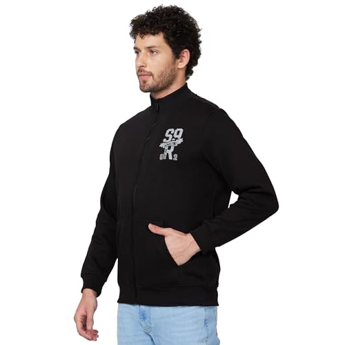 Image of Spykar Blended Slim Fit Round Neck Full Sleeve Sweatshirt for Men