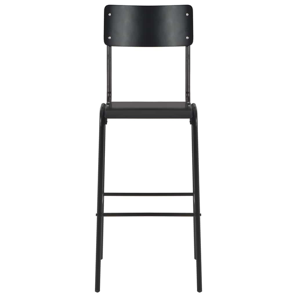 Tabouret de bar noir empilable en acier revêtu et bois massif pour îlot de cuisine haut