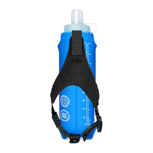 Botella de agua de running genérica | con correa ajustable, ligera plegable, 500 ml, botella de carrera de mano – deporte al aire libre, gimnasio, ciclismo, senderismo, acampada, escalada