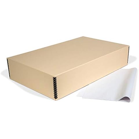 Gaylord Archival Tan Wedding Dress & Textile Preservation Box with Tissue Paper - 18W x 30L x 6" H Cover
