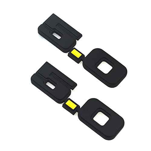 Image of 2Pc 5.0 Emblem Liter Door 3D Fender Side Adhesive Badge Plate Right Left Sticker Replacement for 1979-1993 150 (Black Yellow)