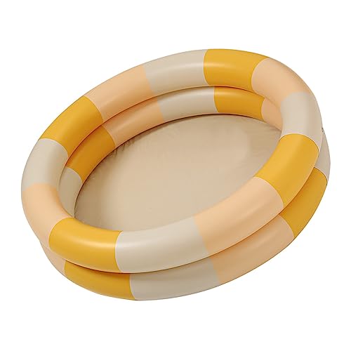 Acouto Aufblasbarer Pool Retro Blow -up Swimming Pool Familie süß Verdickte Beige Dinosaurier Aufblasbare Schwimmbäder Aufblasbare Poolfamilie Sommer -Poolkids (Gelber Streifen)