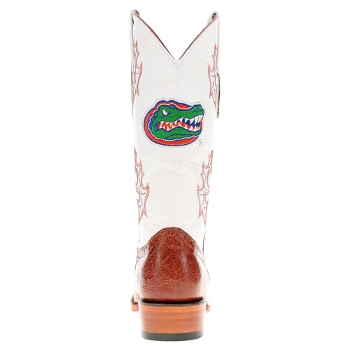 Image of Vaccari Men's Brooks Genuine Smooth Ostrich Leather NCAA Athletics Embroidery Western Cowboy Boots