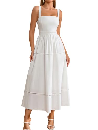 KUTUMAI Summer Corset Midi Dress Elegant Square Neck Flowy A Line Wedding Guest Tea Party Dresses for Women Sundress 2025