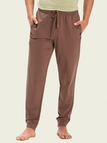 Image of DAMENSCH Men Mid Rise Regular Fit Cotton Blend Solid Moisture Wicking Antimicrobial Zipper Pocket Super Comfortable Baby Terry Lounge Joggers