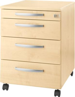 Rollcontainer mit Schubladen abschließbar, Büroschrank mit Rollen, Schreibtisch Schrank, Schubladenschrank 60 cm hoch, Rollcontainer ahorn,...