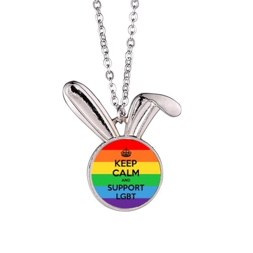 Collier lapin transgenre et drapeau bisexuel LGBT en pendentif discret