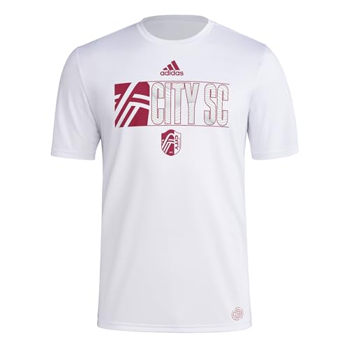 adidas Men's St. Louis City SC Jersey Hook Short Sleeve Pre-game Jersey, White, X-Small