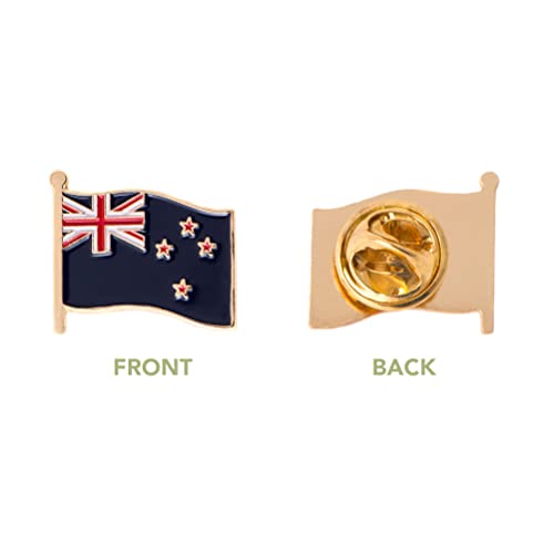 Image of Desert Cactus New Zealand Flag Lapel Pin NZL New Zealand Made of Metal for Formal Wear, Bag and Hat Jewelry, and Tie Tack (Waving Flag Lapel Pin)