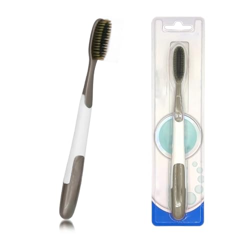 Spazzolino da denti manuale Spazzolino da denti con testa grande, spazzolino medio morbido, senza BPA for una corretta igiene dentale, setole nere al carbone. Spazzolino(Glod 4PCS)