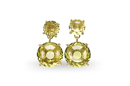 Boucles d'oreilles en quartz citron pierres gemmes femme or jaune