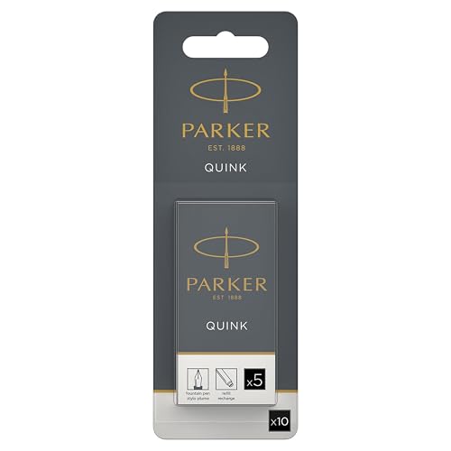 Image of Parker Quink Fountain Pen Refills, Long Cartridges, Black Ink, Pack of 10