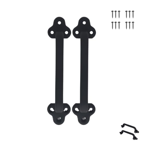 Image of 2-Pack 9 Inch Clover Straight Barn Door Handle - Black Cast Iron Pull for Sliding Doors, Gates, Sheds, Fences, Closets - Indoor Outdoor Farmhouse Hardware