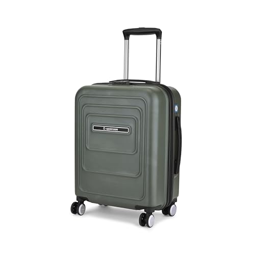 Image of uppercase Helix Solid (Cabin) 56Cm Textured Trolley Bag with Combination Lock, 8 Wheels, Eco Polycarbonate Luggage, Laundry Compartment, Durable Design for Travel - Suitcase for Men & Women Grey