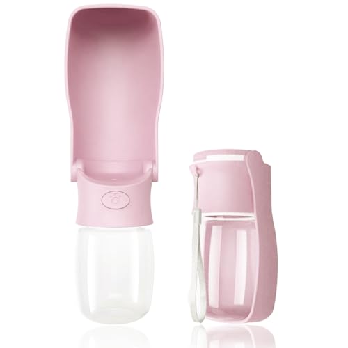 Trinkflasche Hunde für Unterwegs zum Gehen 570ml oder 350ml Hundetrinkflasche für Unterwegs für Welpen Kleine Mittel Große Trinkflasche Hund Hunde Wasser to Go(350ml Rosa)