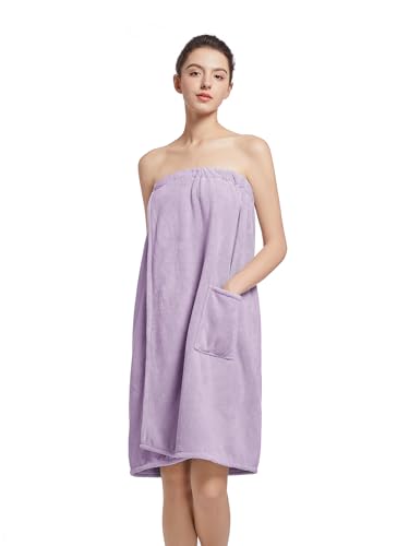 Image of Women'S Soft Wrap Towel Full Length,Bath Robe After Shower Female Plush Long,Spa Bathrobes Lightweight With Pockets