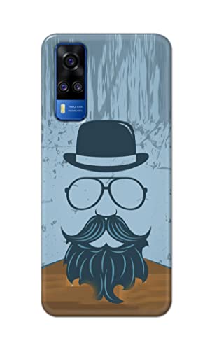 Image of PRINTFIDAA Mustache Beard and Hairstyle Hipster in Glasses Printed Designer Hard Case for Vivo Y51 / Vivo Y51A Back Cover -(e) RPM1002