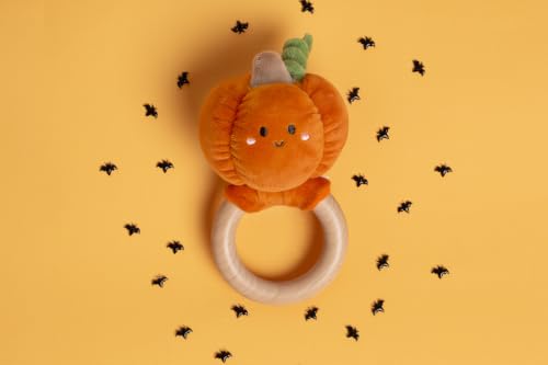 Image of Pearhead Halloween Pumpkin Wooden Baby Teether