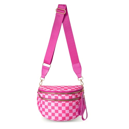 Image of Womens Crossbody Bag, Spacious Nylon Bum Bag Trendy Shoulder Purse with Adjustable Strap Zipped Travel Essentials