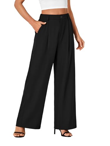 Rooscier Women's Wide Leg Pants High Elastic Waisted Business Work Trousers Long Straight Suit Pants4