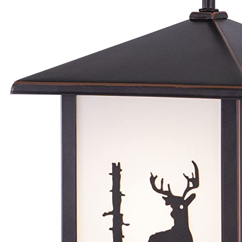 Vaxcel Bryce 1 Light Bronze Rustic Deer Tree Outdoor Wall Lantern White Glass #TOP5