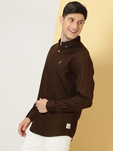 Image of Thomas Scott Men's Cricket Club Collection Classic Regular Fit Twill Shirt | 100% Cotton Long Sleeve Solid Shirt with Button Down Collar (Available in Plus Size)