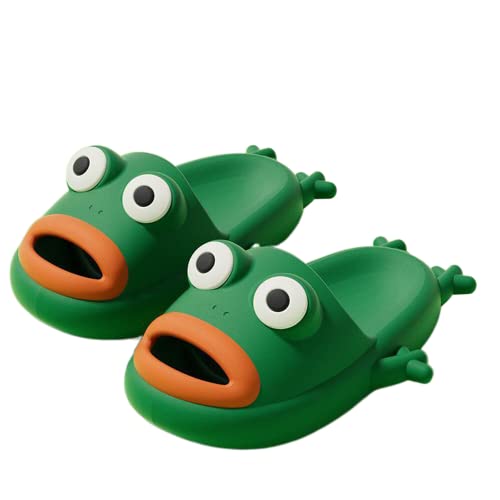 MOLERFO Cloud Slides Shoes for Women Cute Green Frog Antiskid Cloud Slides for Men and House Slippers