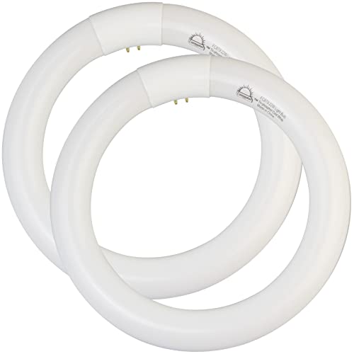 COOGGALAN 8 inch FC8T9/CW 22W Cool White Circular Fluorescent Light Bulb Round T9 22 Watt Circline Fluorescent Lamp Bulbs 4100K 1350 Lumens G10q 4 Pin Base 2 Pack