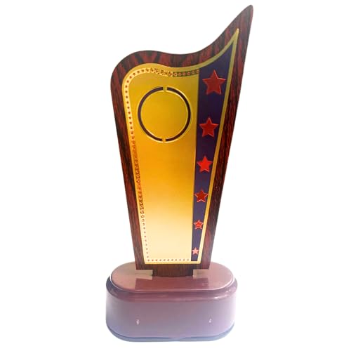 Decorative Glass Trophy with Stars Design, 6.5-8.5 inches, Set of...
