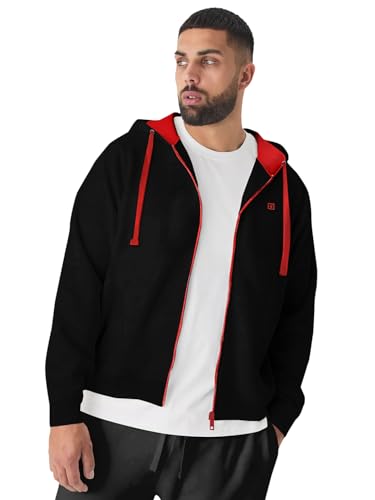 Image of Urbano Plus Men's Cotton Zippered Hooded Casual Winterwear Sweatshirt