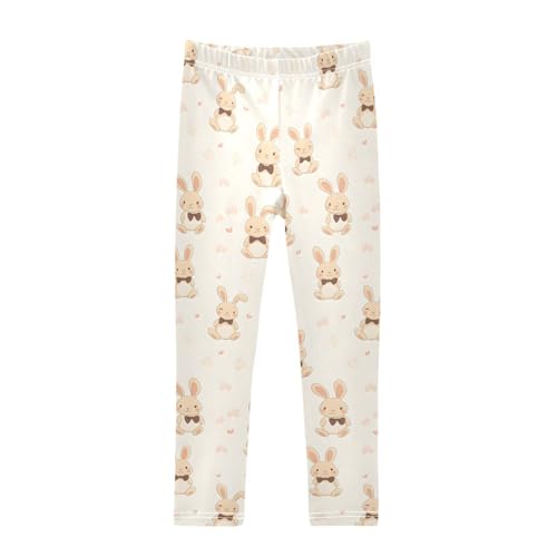 ALAZA Girls' Leggings Children's Yoga Pants Skinny Printed Dance Rabbit Oat Comfortable 4T