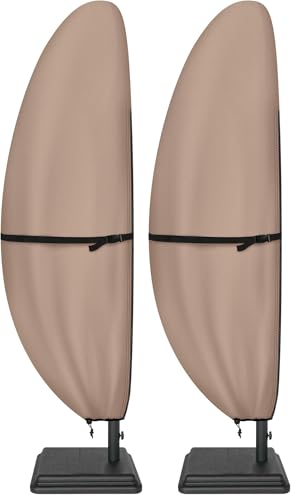 Image of ULTCOVER Patio Parasol 600D Waterproof Outdoor Offset Banana Style Umbrella Cover - Fits Cantilever Offset Umbrella 12-14 Feet (Pack of 2)