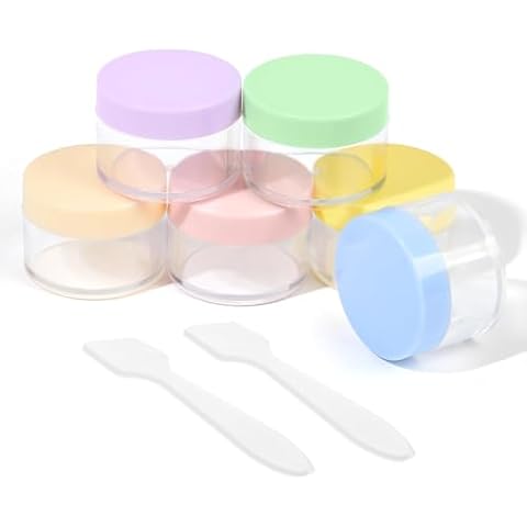RONRONS Small Travel Jars 0.5oz Leak Proof Travel Size Cream Containers Jar with Lids for Cosmetic Sample Moisturizer Lotion Lip Balm 15ml 6 Pcs Cover