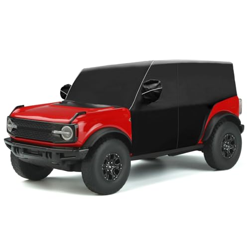 600D Cab Cover Windproof Sunshade Cover Compatible with 2021-2024-2026 Ford Bronco 4 Door 6-Layer Protection Frost Wiper & Mirror Covers Protect from Sunshine UV Snow Rain(Not fit Bronco Sport)