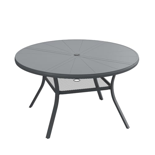 VICLLAX Round Patio Dining Table, 4-6 Person Aluminum Outdoor Dining