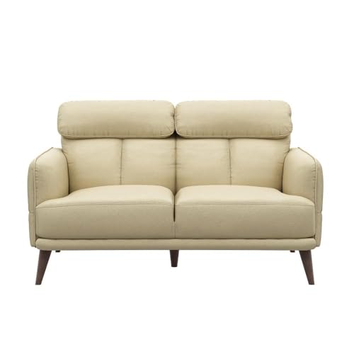 Image of Wakefit 2 Seater Sofa | 5 Year Warranty | Beige Leatherette, Neem Wood, Modern Style, Living Room, 150 x 90 x 91 cm