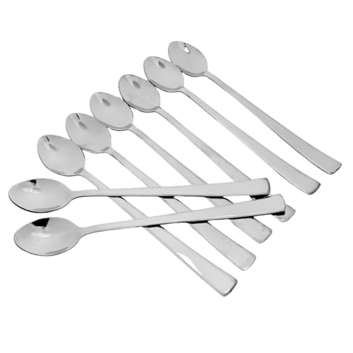 Image of Long Handle Spoon, Long Mixing Stirring Spoon for Iced Tea, Coffee Suitable for Tall Glasses, Cocktail Bar Stainless Steel Long Handle Spoon, Soda Spoon, Milkshake Spoon (8-pcs-Imp-Long)