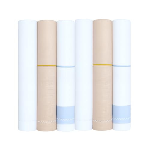 Image of Premium 100% Cotton Handkerchiefs for Men, 48 x 48 cm, Large Size Rumal Napkins, White & Multicolor Stripes