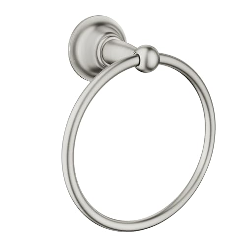 Image of Moen DN6886BN Sage Single Post Bathroom Hand Towel Ring, Spot Resist Brushed Nickel