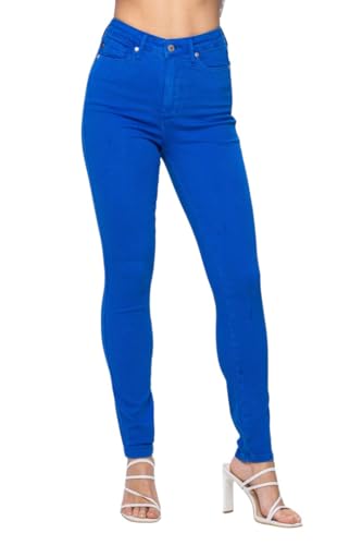 Judy Blue Cobalt Blue High Waist Control Top Garment Dyed Skinny Jean, 88790 (US, Numeric, 16, Plus, Regular, Cobalt)