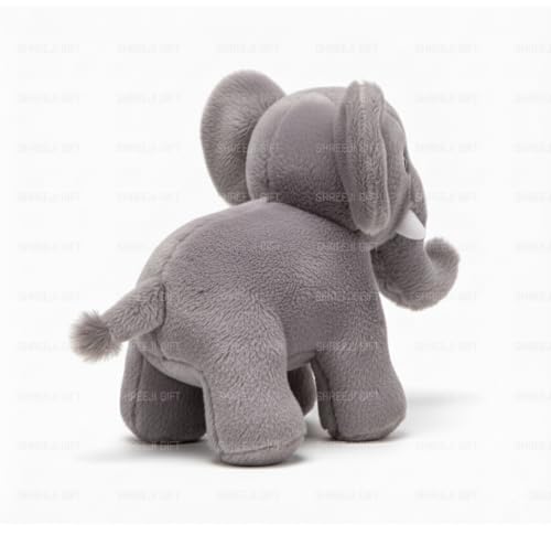 Image of Plush Grey Elephant Toy Teddy Bear Gift 24cm Soft Toys for Baby Girl Fully Washable Plush Toys and Stuffed Toys Perfect for Nursery Play and Cuddling