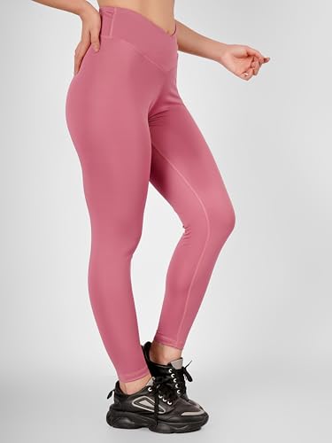 Image of Imperative Regular High Waist Stretchable Gym Tights Leggings with Crossover Belt for Women & Girls | Gym Wear /Active Wear Tights Yoga Pants.