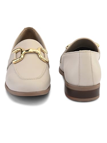 Image of San Frissco Women's Loafers | Solid Round Toe Slip-On Shoes for Women PU Moccasins with Horsebit & Buckle | Comfortable $ Lightweight for Casual, Office & Daily Use
