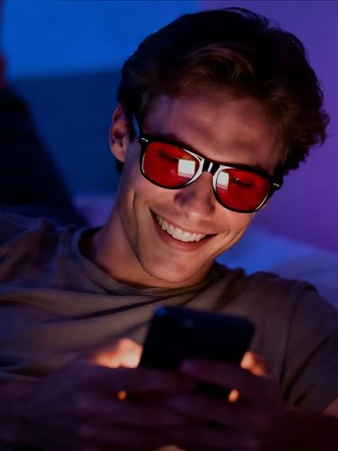 Joopin Gafas Rojas Bloqueo Luz Azul Hombre y Mujer Filtro Luz Azul Verde de Ordenador Gaming Pantallas para Dormir Mejor - imagen 2