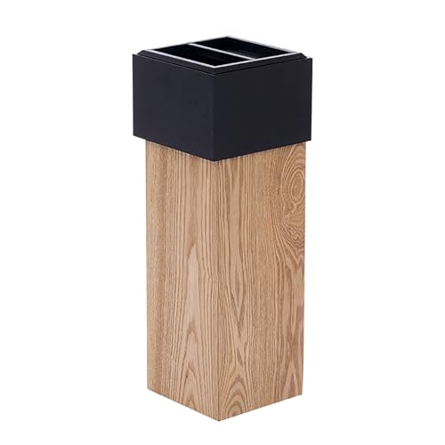 Cenicero de Pie Para Exteriores, Vertical Ceniceros Exterior de Madera, con Cenicero de Acero Inoxidable para Exteriores, Ideal para Hoteles Y Centros Comerciales(Original Wood Color)
