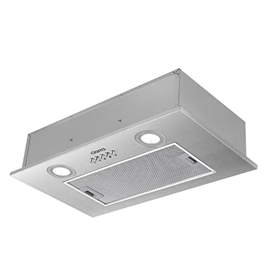 CIARRA CBCS5913A Campana Extractora Encastrable Evacuación al exterior y Recirculación interna por Filtro de Carbono CBCF005 Ancho 52 cm Capacidad 300 m³/h Acero Inoxidable