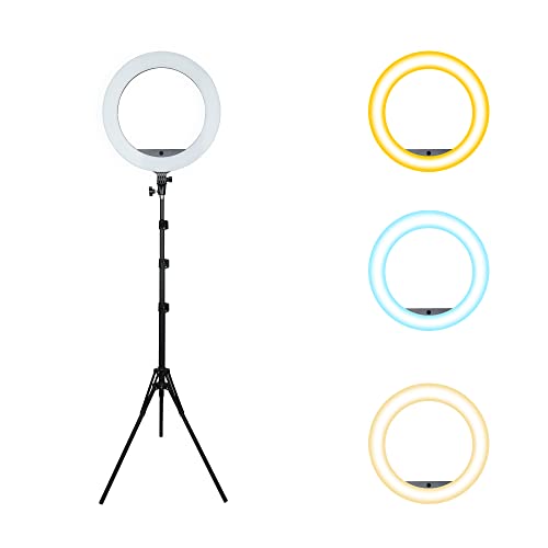 18 inch LED Ring Light with Tripod Stand and Phone Holder – Dimmable Ringlight for Phones Laptop – Tiktok Beauty Vlogging Video Light Ring – YouTube Tik Tok Make Up Vlog Lighting