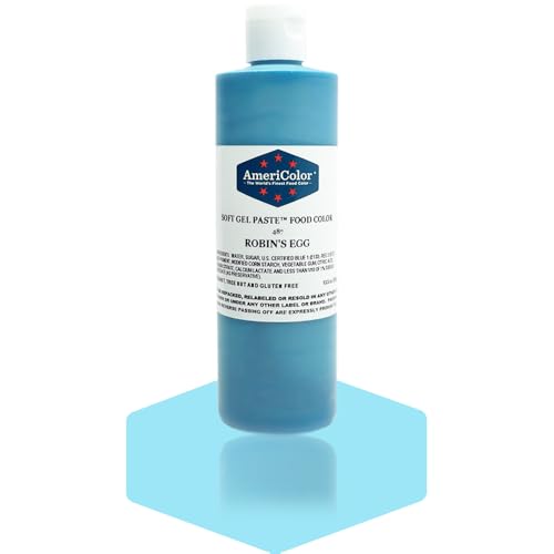 AmeriColor, Robins Egg, 13.5 Ounce Bottle, Soft Gel Paste Food Color