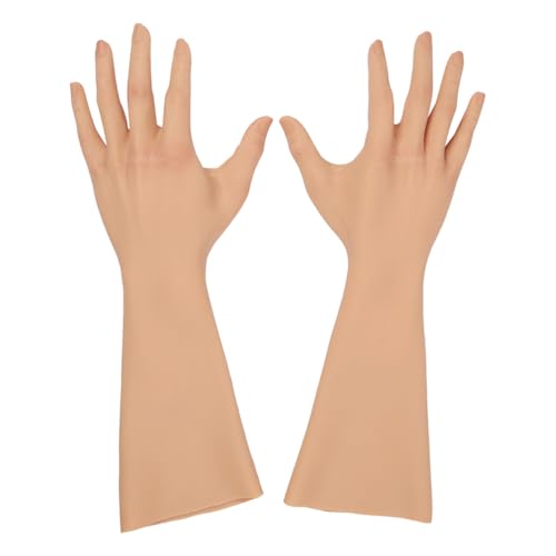 XZZXQNB Color 2,with Nails, Guantes Femeninos de Silicona para travestismo, Guantes realistas para Mujeres, Guantes protésicos para Cosplay, para Cubrir Cicatrices
